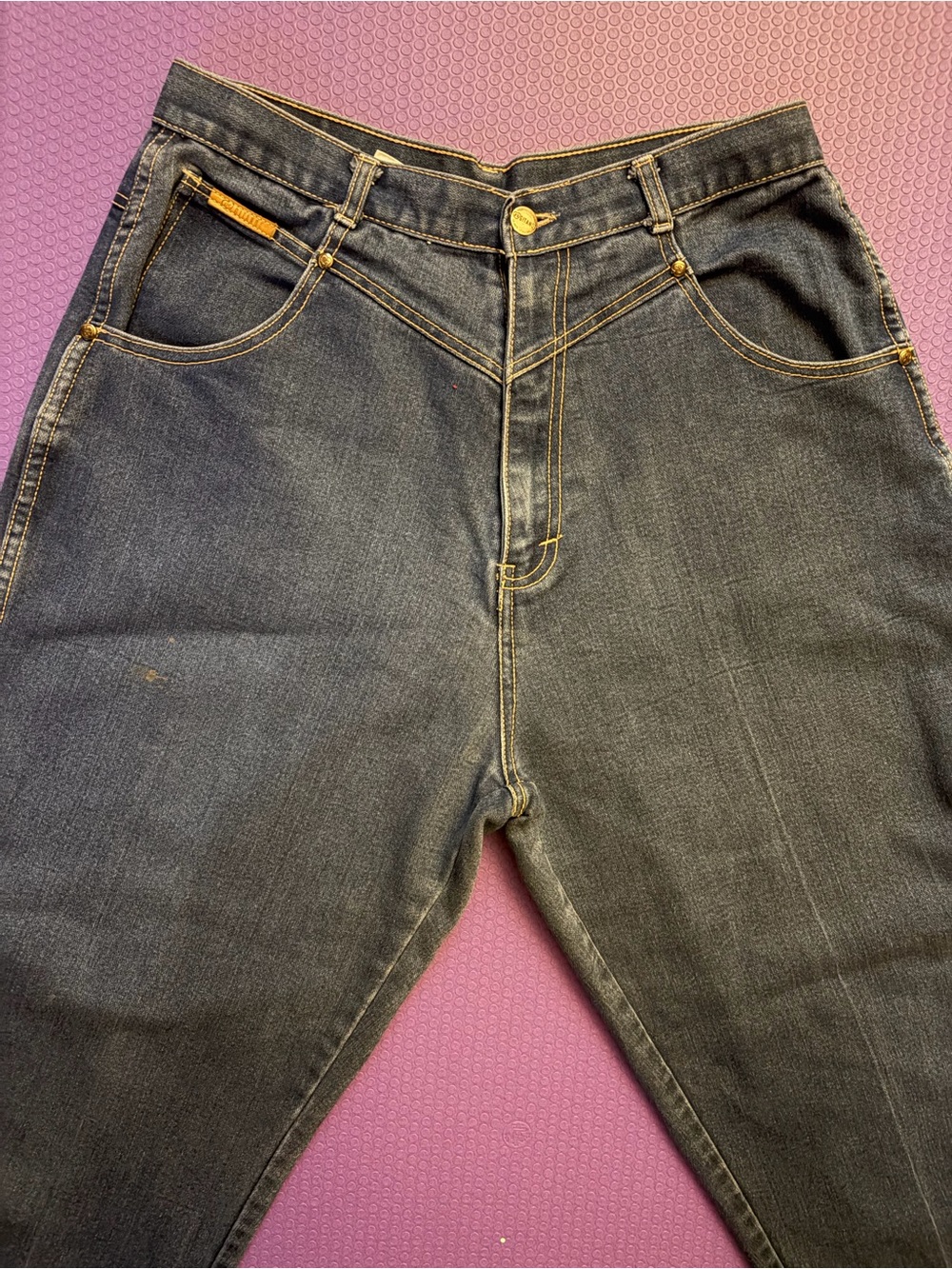 VINTAGE PS GITANO 90s High-Rise Tapered Zip-Fly Dark Wash Denim Jeans 18 short